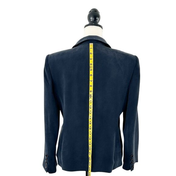 Jones New York Women’s Vintage 90s Navy Blue Silk Double Breasted Blazer Size 10 - Picture 4 of 10